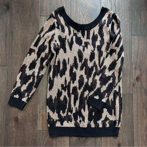 MINKPINK Leopard Print Long Sleeve Sweater Dress